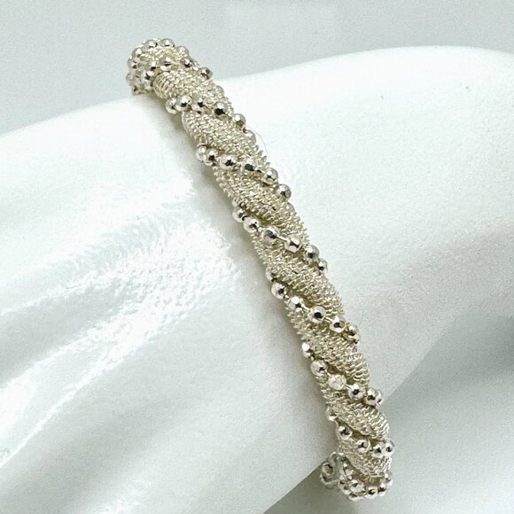 Tiffany & Co Elsa Peretti 925 Sterling Silver Mesh Twist Bangle Bracelet 24 Gram - Picture 1 of 9